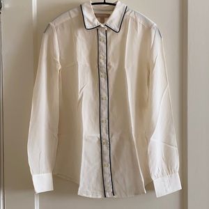 Banana Republic 100% Silk Shirt Sz 0 White New
